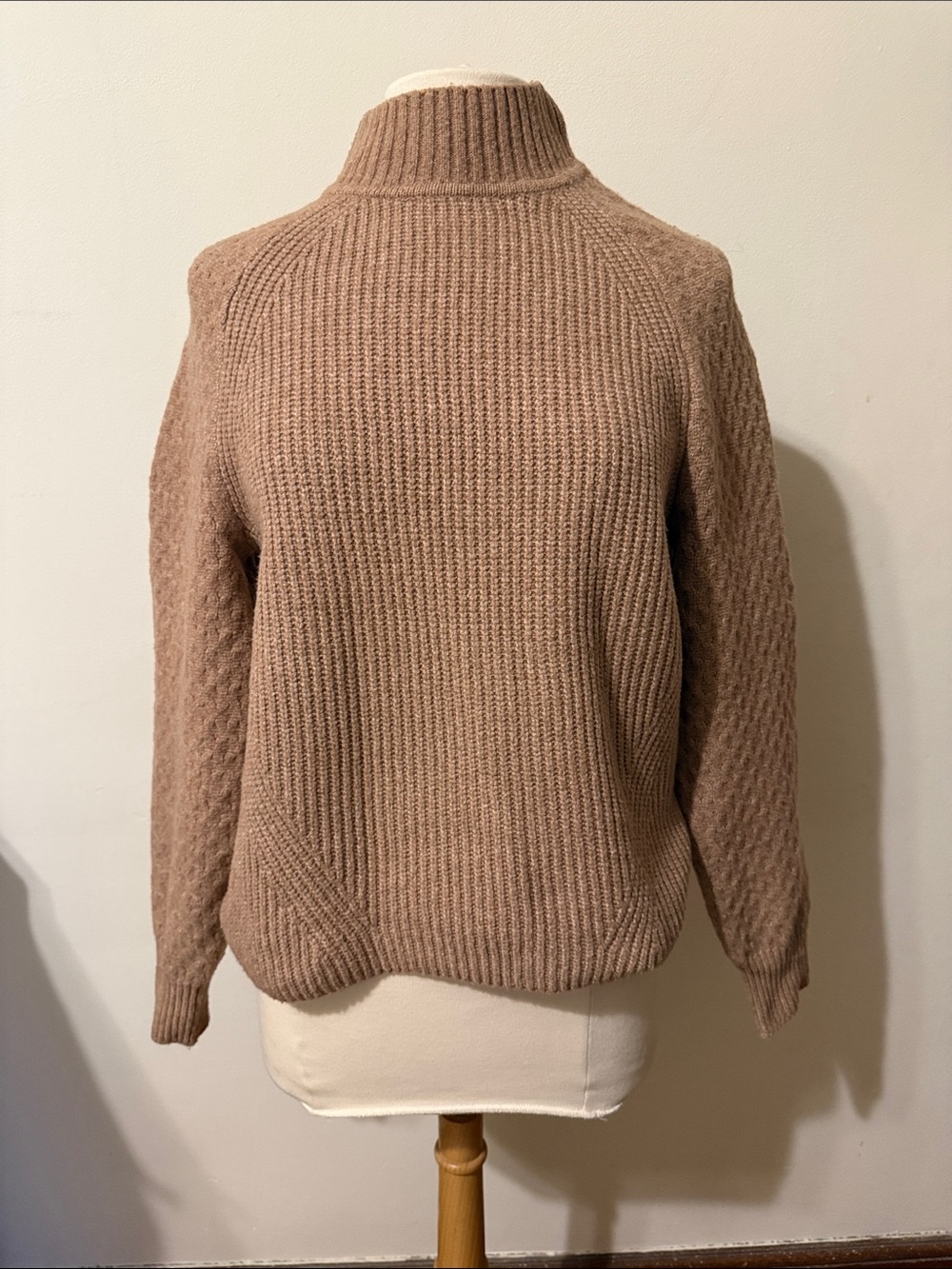 Calvin Klein Taupe Ribbed Turtleneck Sweater